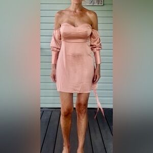 Fashion Nova Pink removable Sleeve Sheath Dress